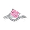 Europeu e Americano S925 Anel de Prata Esterlina Princesa Feminina Quadrado Cor Açúcar 8A Cor Zircon Ice Flower Corte de Alta Qualidade Luz Luxo Anel de Prata