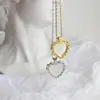 558 Collar de Plata de Ley S925 Estilo Coreano Versátil Encaje Nácar Amor Cadena Corta Joyería Joyería de Plata para Estudiantes Mujeres