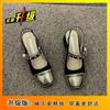 Plata Mary Jane Senior Zapatos Vacantes Traseros Sandalias de Punta de Perla Chanel Retro Nuevas de Verano para Mujer 2024