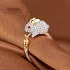 Anillo de 12 signos del zodiaco con incrustaciones de diamantes de venta caliente con abertura para el dedo índice chapado en platino animal anillo de 12 signos del zodiaco joyería de moda generación cabello