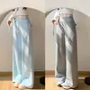 Pantalones Deportivos Grises Estilo Americano para Mujer, Novedad Primavera/Verano 2026, Cintura Alta, Caídos, Casuales, Sueltos, Pierna Recta, Pierna Ancha, de Largo hasta el Suelo, Joggers