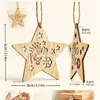 Dia da Independência Estrela de Cinco Pontas Pingente de Madeira Dia Nacional dos EUA Madeira Bruta Etiqueta Vazada Ornamentos de Lasca de Madeira DIY Atacado Transfronteiriço
