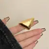 Diseño de Nicho Metal Glaseado Triángulo Tridimensional Anillo de Personalidad para Mujer Chapado en Oro Real Hip-Hop Personalidad Moda Anillo Anillo