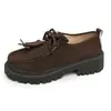 Estilo Étnico Decoración de Cuentas de Madera Mocasines de Suela Gruesa para Mujer con Cordones Tacón Grueso Zapatos Individuales Retro Casual Zapatos de Mujer Transfronterizos