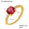 Garra misteriosa de zircônia rosa de 3 quilates com anel de ajuste de abertura lateral em aço inoxidável de luxo banhado a ouro PVD