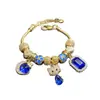 Pulseira Pan Jia Venda Quente Transfronteiriça Pulseira DIY Strass Azul Gato Lua Pentagrama Coração Joias da Moda