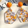 Brincos de Pintura a Óleo Coloridos, Suaves e Doces, Brincos de Flor Laranja Mar de Flores, Atmosfera Sonhadora, Brincos de Cor Contrastante para Mulheres