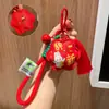 Colgante de Bolsita Bordada de Año Nuevo para Atraer Riqueza y Tesoro, Colgante de Bolsa con Texto de Paz, Llavero, Pequeño Regalo, Regalo de Suerte