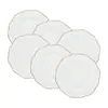 Maldivas Conjunto de 6 Pratos Rasos de Porcelana Branco com Borda Dourada 28cm x 2cm - Wolff