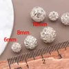 3 Modelos de 6/8/10 mm Chapados en Cobre con Oro Real de 18K/Plata Gruesa con Zirconita Flor Calada Bolas Espaciadoras Set de Joyería DIY