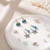 Pendientes de Gota de Aceite Estilo Resort Oceánico, Modernos y Lujosos, Pendientes Largos con Borla de Perlas, Estrella de Mar y Concha de Verano Dulce para Mujer