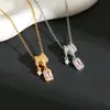 Nuevo Collar Cuadrado con Borla de Acero de Titanio para Mujer Dulce Fresco Diseño de Nicho Cadena para Clavícula de Alto Grado con Circonita Microincrustada Estilo Ins