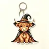 Chaveiro de Vaca das Terras Altas de Halloween Acrílico Fofo Desenho Animado Bezerro Pingente Charme para Bolsa de Festival Estilo Americano
