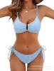 Bikini de Dos Piezas para Mujer 2027 Nuevo de Comercio Exterior Europeo y Americano, Bikini Sexy de Color Sólido Transfronterizo Ropa de Baño Amazon