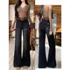 Jeans retro de alta gama estilo americano con bordado en el bolsillo para mujer, nueva colección otoño 2026, de cintura alta, adelgazantes, pierna ancha, ligeramente acampanados