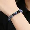 Pulsera Popular de Piedra Natural Azul Agata Ajustable Transfronteriza Temu Shein Tk En Stock Venta al por Mayor