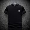 Camiseta de manga corta de seda de hielo de lyocell de alta gama para hombre, de verano, moderna, de media manga, de corte entallado, de marca de moda en talla grande para hombre.