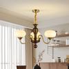 Lustre de Cobre Puro para Sala de Estar Francês Retrô Luz Principal para Hall Cor Nogueira Média Luz de Quarto de Alto Nível Luz para Sala de Jantar