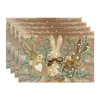 Mantel de Pascua transfronterizo lino patrón de huevo conejo impreso mantel de mesa fiesta atmósfera festiva vajilla decorativa