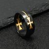 Anillo transfronterizo europeo y americano de acero inoxidable para hombre, negro dorado, cruz desmontable, traje de anillo de acero de titanio, personalidad hip hop
