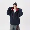 Sudadera con capucha de peso pesado estilo americano en bloques de color para hombres y mujeres, chaqueta de pareja estilo vintage de otoño universitario, cárdigan deportivo casual holgado