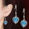 Novo gancho de orelha de cristal azul brincos de coração do mar alérgicos brincos de gota de orelha brincos de moda requintados em forma de coração