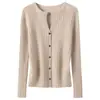 Cardigan de Punto Canalé con Cuello Solapa Ceñido a la Cintura para Mujer, Suéter Abrigo de Manga Larga con Botones, Suéter de Cachemira