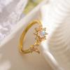 Aogu Nicho Europeo y Americano Lujo Accesible Anillo Geométrico de Flor de Zircón Chapado en Oro de 18K Cobre para Mujer Lujo Accesible Retro Anillo de Alta Gama