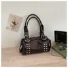 Bolso de Mano con Remaches Estilo Coreano Bolso de Hombro Bolso de Axila para Mujer, Bolso Tote de Alta Gama Gran Capacidad Ins Versátil de Moda para Viajar