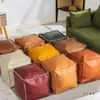 Cojín de Suelo Perezoso, Sofá de Almacenamiento de Ropa Vieja, Taburete Bajo, Reposapiés para Ventana Saliente de Sala de Estar, Cojín de Futón de Cuero Genuino