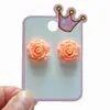 Novedad Pendientes de Clip de Rosa para Niños, Sin Dolor, Estilo Dulce y Fresco, Flores Pequeñas en Forma de Corazón, Pendientes de Clip Multicolor para Niñas