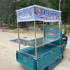 Triciclo Eléctrico de Pedales Puesto Exterior de Snacks Multifuncional Parasol Móvil Carrito de Comida Mercado Nocturno Gelatina de Hielo Bar Básico Móvil Barbacoa Móvil