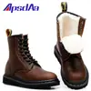 Botas de Motocicleta 1460 de Caña Alta, Color Marrón Crazy Horse, Capa Superior de Lana Genuina para Mujer, Botines Clásicos Cortos, Botas Unisex de Cuero Genuino, Puntera Redonda, Estilo Moderno