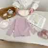 Conjunto de 3 Peças de Colete de Primavera Super Fofo para Meninas, Conjunto de 3 Peças Adorável de Colete Cartoon para Bebê, Camiseta Básica e Calça Casual