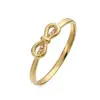 Pulsera Aogu Transfronteriza Simple y Única Chapada en Oro de 18K con Circonita y Moño de Acero Inoxidable para Mujer, Joyería Personalizada de Nicho