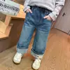 Pantalones de Mezclilla con Encaje para Niñas Estilo Nuevo Primavera y Otoño para Niños Pantalones Largos Elegantes Versátiles Holgados de Pierna Ancha para Bebé Modernos