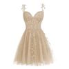 2026 Nuevo Modelo Vestido de Tirantes Finos para Mujer en Aliexpress, Vestido Corto de Malla de Encaje para Fiesta de Cumpleaños, Minivestido de Fiesta