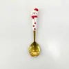 Colher de Natal Transfronteiriça Talheres Criativos Boneca Colher de Sobremesa Garfo Desenho Animado Árvore de Natal Colher Garfo Conjunto Caixa de Presente
