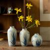 Vaso Cerâmico Retrô Jingdezhen Palavra Feliz Azul e Branco Bênção Pequeno Pote de Barro Zen Ornamentos para Cerimônia do Chá Dispositivo Hidropônico para Flores Decoração