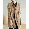 Gabardina caqui estilo japonés para mujer, moda femenina primavera y otoño 2026, versión coreana versátil abrigo casual de longitud media