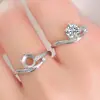 Anel de Prata Esterlina S925 6.3mm Redondo Seis Garras Artesanal DIY Transmissão Ao Vivo Douyin Luxo Leve Céu Estrelado Trajetória Cravejado Montagem Vazia