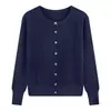 Cárdigan de punto morado con pelo de mapache para mujer 2025 Otoño/Invierno Nuevo Suave Suéter Abrigo de cuello redondo Algodón