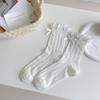 Calcetines Blancos para Mujer Primavera y Verano Calcetines de Rizo Fino Calcetines Jk Calcetines Dulces y Lindos con Lazo Calcetines de Malla Transpirable de Media Caña