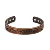 Pulsera y Anillo Magnéticos Populares Transfronterizos Combinación Flores Retro Europeas y Americanas Cobre Rojo Antiguo Cepillado Estilo Retro Pulseras de Pareja