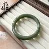 Pulseira de Jasmim Verde Areia de Jade Hetian Imitação para Mulheres, Pulseira de Jade Artesanal, Pulseira Versátil de Cor Escura, Verde Água de Lago