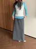 Falda de Punto para Mujer, Otoño e Invierno, Engrosada, de Cintura Alta, Línea A Adelgazante, Ajustada a la Cadera, de Lana de Longitud Media