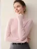 Suéter de Cashmere Meia-Gola Outono e Inverno Feminino Curto Slim Fit Cashmere Puro Camada Base Apertada Suéter Pulôver Suéter Camada Base