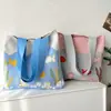 Bolsa de Lona Versátil com Tema Oceânico para Estudantes, Nova Bolsa de Ombro Fofa de Desenho Animado com Design de Polvo, Casual de Tricô Estilo Coreano