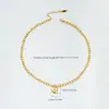 Conjunto de joyería de acero inoxidable con candado de corazón, superventas transfronterizo, chapado en oro de 18 quilates, pulsera simple en forma de corazón, collar, pendientes, colgante
