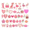 Accesorios de joyería DIY, colgante de aleación de aceite en forma de gota, flor de cinco pétalos, lápiz labial de amor, collar, pulsera, colgante, llavero